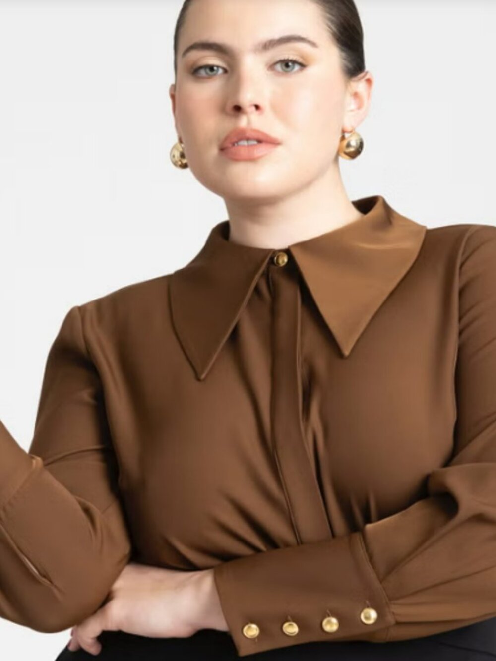 Eloquii Pointed Collar Button Up Shirt - NWT